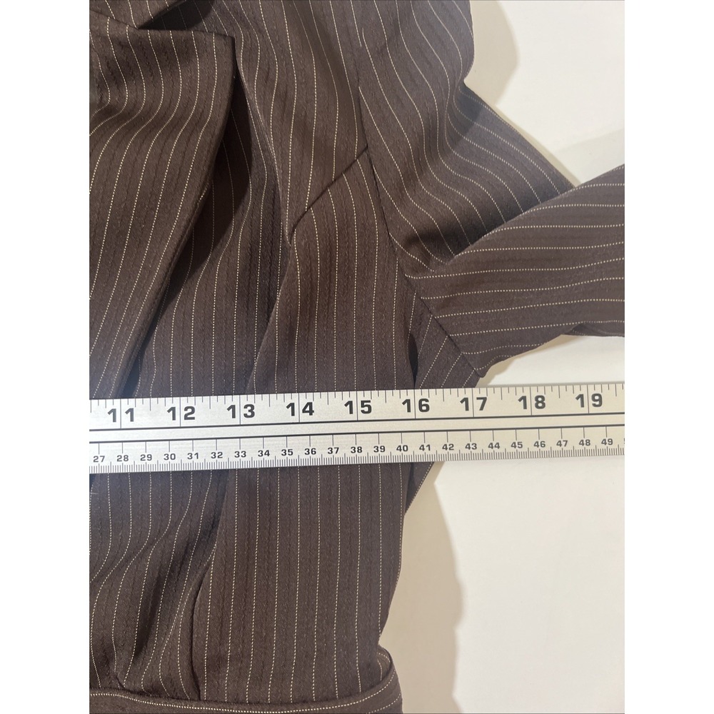 B Wear Brown Pin-Stripe Belted Blazer Women's Size L - Picture 5 of 7